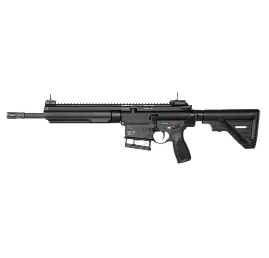 Heckler und Koch MR308 A3 Sport Selbstladebüchse .308 Win. mit 13-Zoll-Lauf in Schwarz, Seitenansicht vor weißem Hintergrund