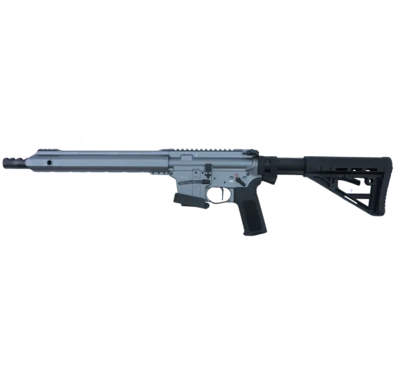 Schmeisser AR15-9 S4F Sport PCC Grey Dynamic 9mm, linke Seitenansicht vor weißem Hintergrund