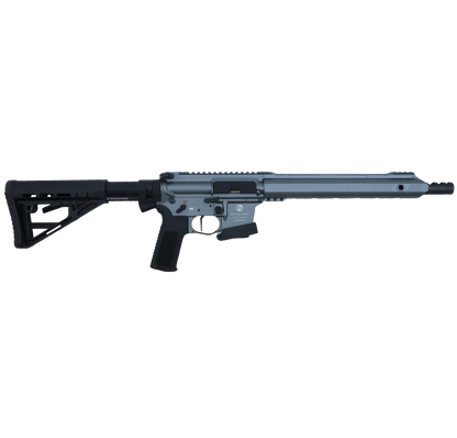 Schmeisser AR15-9 S4F Sport PCC Grey Dynamic 9mm mit 14,5-Zoll-Lauf, rechte Seitenansicht vor weißem Hintergrund